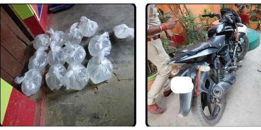 बरियारपुर गांव में पुलिस की छापेमारी, अवैध शराब के साथ बाइक जब्त